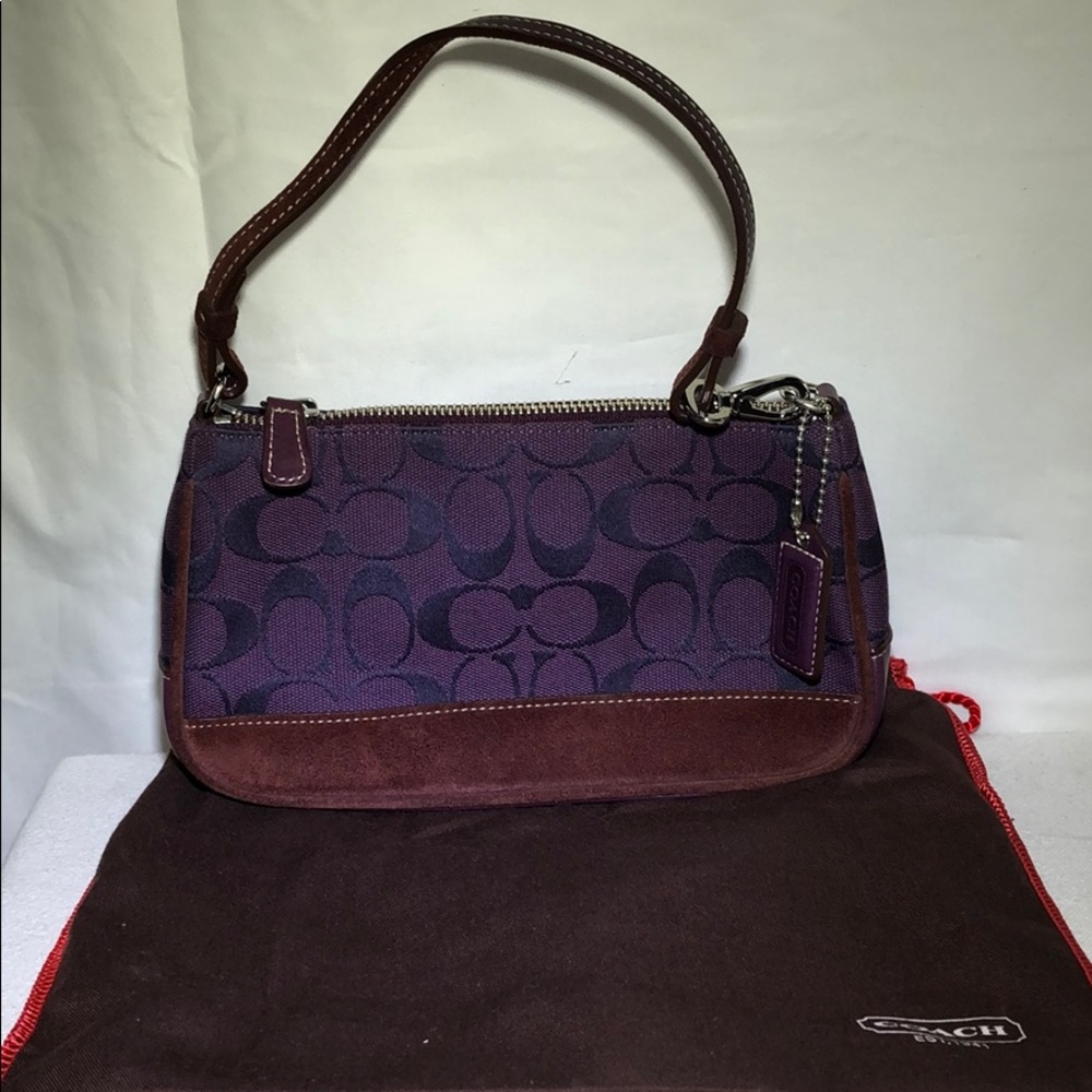 BEAUTIFUL COACH PURPLE & BROWN SUEDE MINI BAG